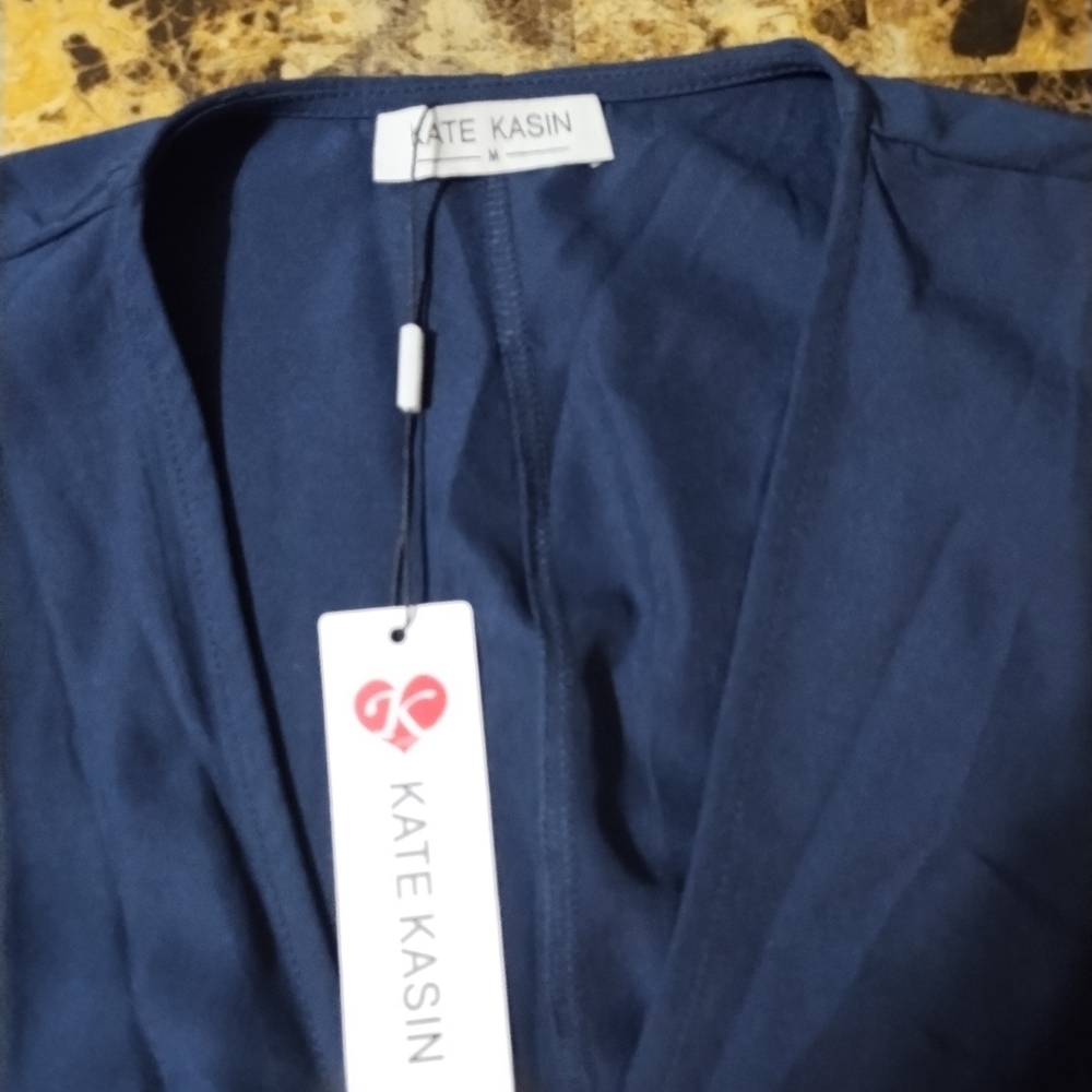 Kate Kasin Navy Wrap Dres - Picture 4 of 7